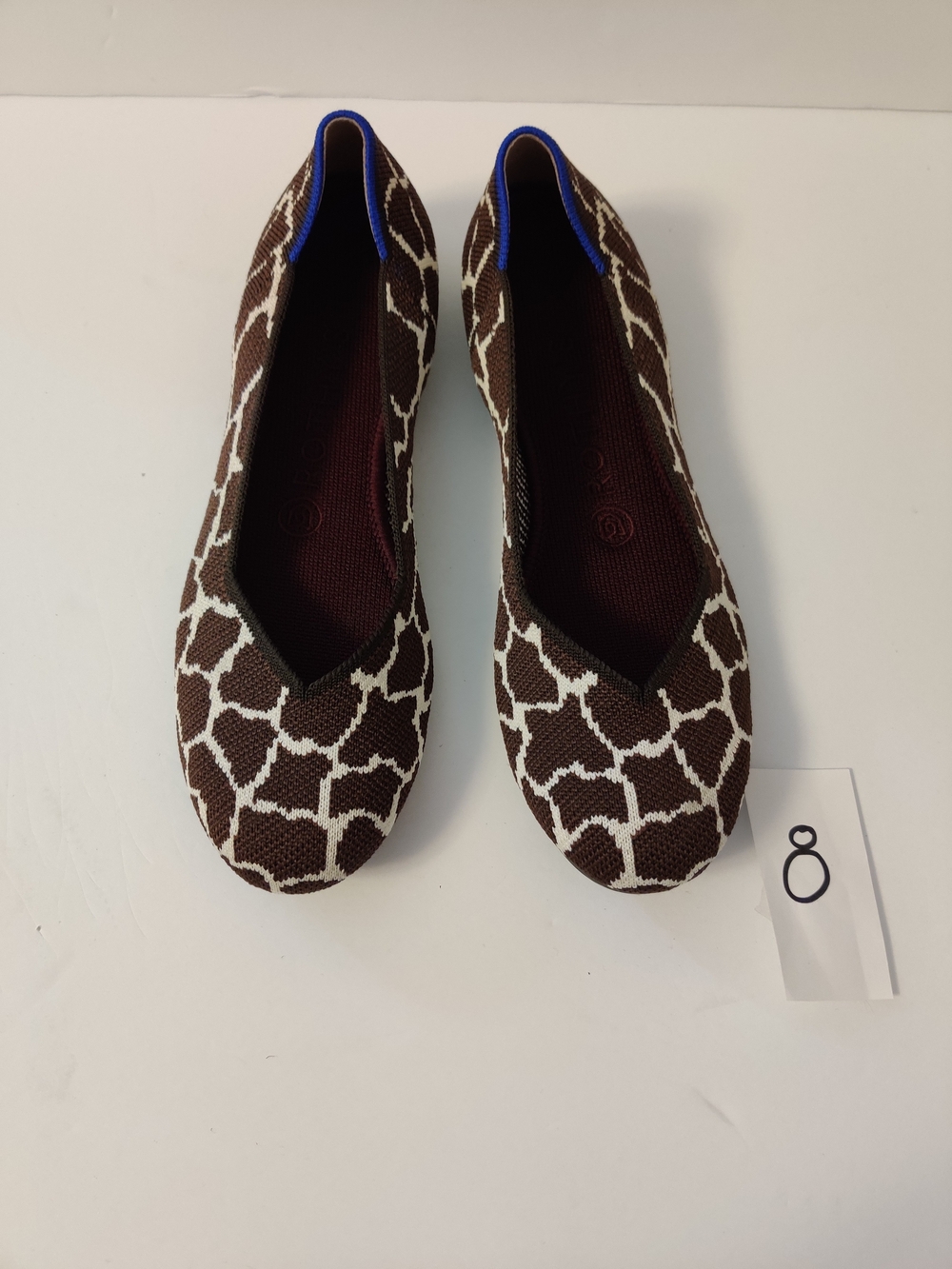 Rothys Brown and White Giraffe-Print Women's Ballet Flats 7.5
